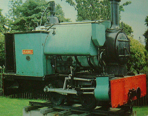 Isabel, produced by W G Bagnall Castle Engine Works in Stafford, on a plinth opposite Stafford Railway Station.