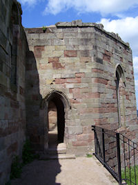 Stafford Castle, taken from the refurbished entrance, circa 2007 Stafford Castle, view of front door