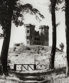 Stafford Castle, taken in late 1940's, the caretaker, Mrs Stokes, ran a tea room inside Stafford Castle. Stafford Castle, circa 1950 before the vandalism and collapse