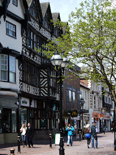 Stafford Town Centre, Ancient High House on the left